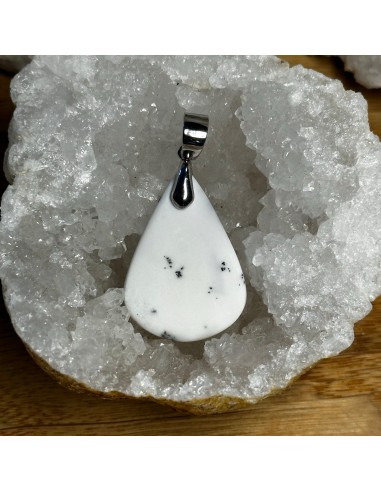 Pendentif Agate Dendritique ~Merlinite~ en Argent 925 rhodié france