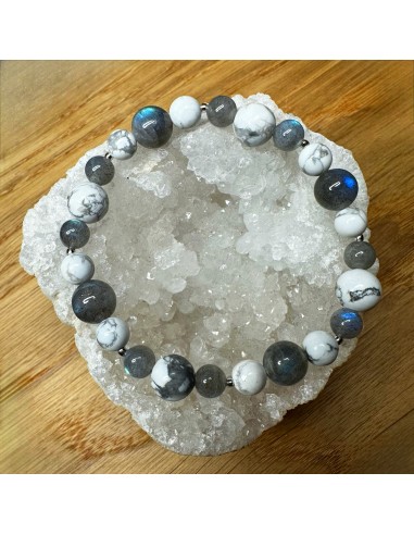 Bracelet HOWLITE et LABRADORITE Amélioration de cerveau avec