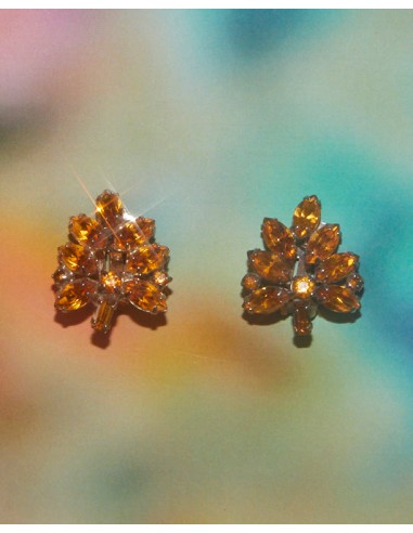 Boucles d'oreilles feuilles strass de l' environnement