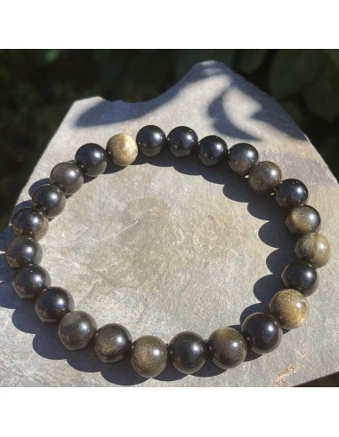 Bracelet OBSIDIENNE DORÉE Par le système avancé 