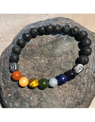 Bracelet 7 CHAKRAS + PIERRE DE LAVE destockage